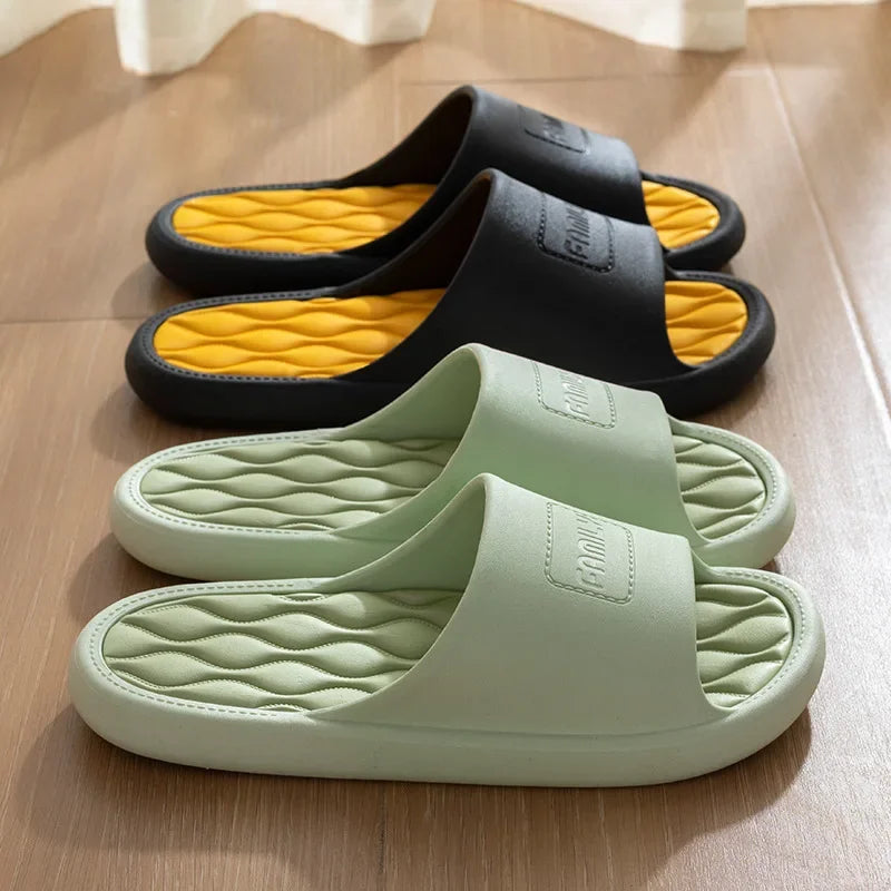 New Fashion Women Men Slippers Indoor Outdoor Flip Flops Summer Beach Sandals Soft Non-Slip Bathroom Flats Couples Home Shoes