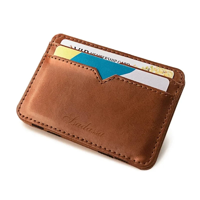 New Fashion Man Small Leather Magic Wallet with Coin Pocket Men's Mini Purse Money Bag Credit Card Holder Clip for Cash