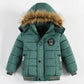 New Winter Boys Jacket Warm Fur Collar Fashion Baby Girls Coat Hooded Zipper Outerwear Birthday Gift 1-6 Years Kids Clothes