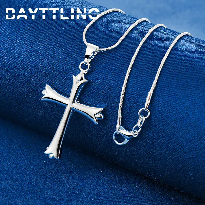 Fashion 925 Sterling Silver 16-30 Inches Fine Cross Men Necklace For Women Wedding Gift Jewelry Accessories