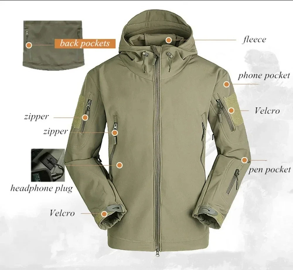 Hot Outdoor Soft Shell Men's M65 Waterproof Warm Jackets | Bulbusbow