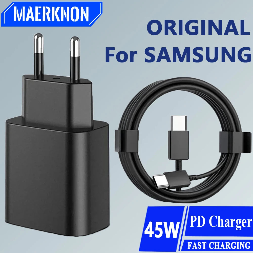 Original 45W PD Charger for Samsung Galaxy S22 S23 Ultra Note 10+ 5G USB C Mobile Phone Type C Fast Quick Charging Wall Adapter