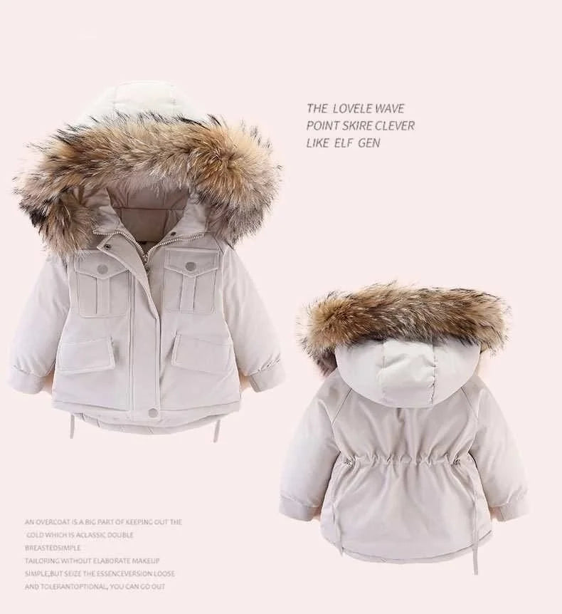 2024 Winter Down Jacket for Girl clothes Kids Overalls Snowsuit Baby Boy over coat Toddler New Year Clothing Set parka real fur