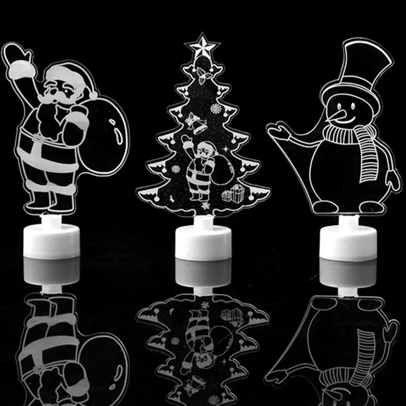 LED Mini Night Lights Colorful Flashing Lights Snowman Lamp Christmas Ornament Birthday Party New Year's Decor Festive Lighting