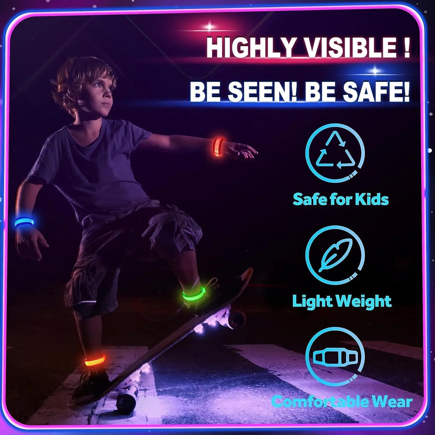 Led Luminous Bracelet Party Glow-in-the-dark Prop Outdoor Sports Belt Arm Leg Warning Wristband Reflective Safety Bicycle Light