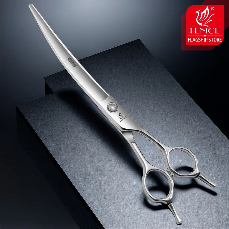 Fenice Pet Grooming Scissors 6/6.5/7/7.5 inch Professional Cutting Curved Thinning Chunker Shears For Pet Groomers Household Use