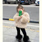 Coats 2023 Wintre New Girls Plush Thickening Children Clothing Versatile Furs Cotton Fashion Outerwear Simple Warm