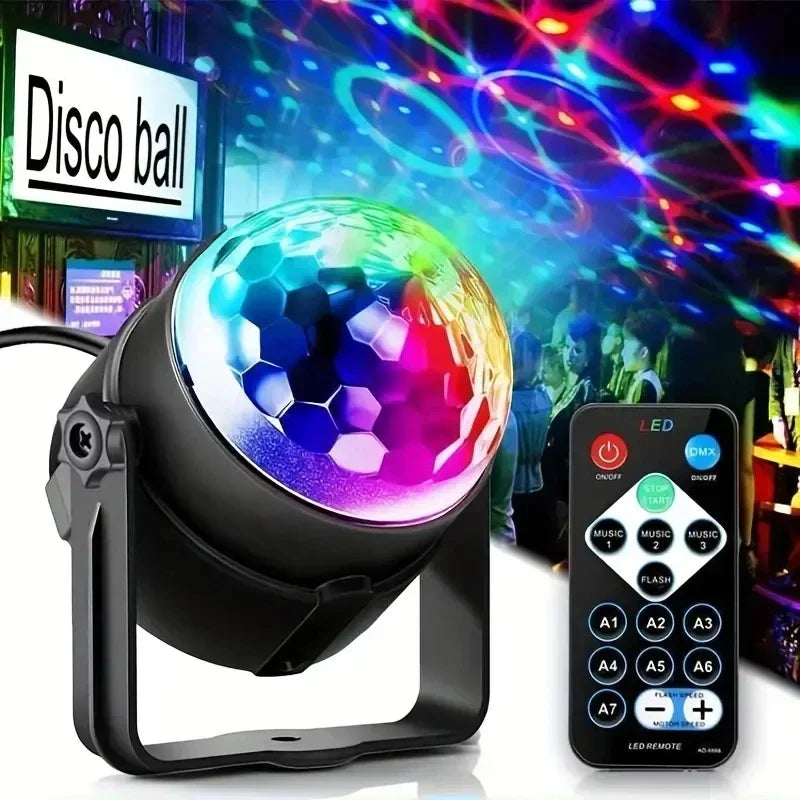 LED Stage Disco Light Rotating DJ Ball Strobe Remote Sound Control Magic Dance Car RGB Christmas Gift Party Club Laser Show Lamp