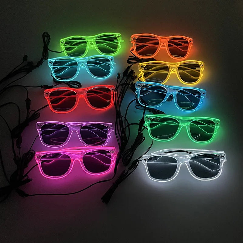 Led Glasses Neon Party Flashing Glasses EL Wire Glowing Gafas Luminous Bril Novelty Gift Glow Sunglasses Bright Light Supplies