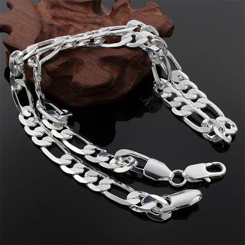 Men's 925 Sterling Silver 4MM/6MM/8MM/12MM Chain Necklace 16-30 Inch for Man Women Fashion Jewelry High End Necklace