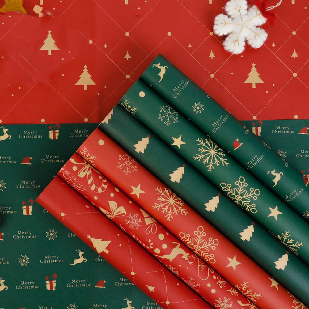 Christmas Gift Wrapping Paper Flower Bouquet Packing Kraft Paper DIY Crafts Paper Christmas New Year Party Packaging Decoration