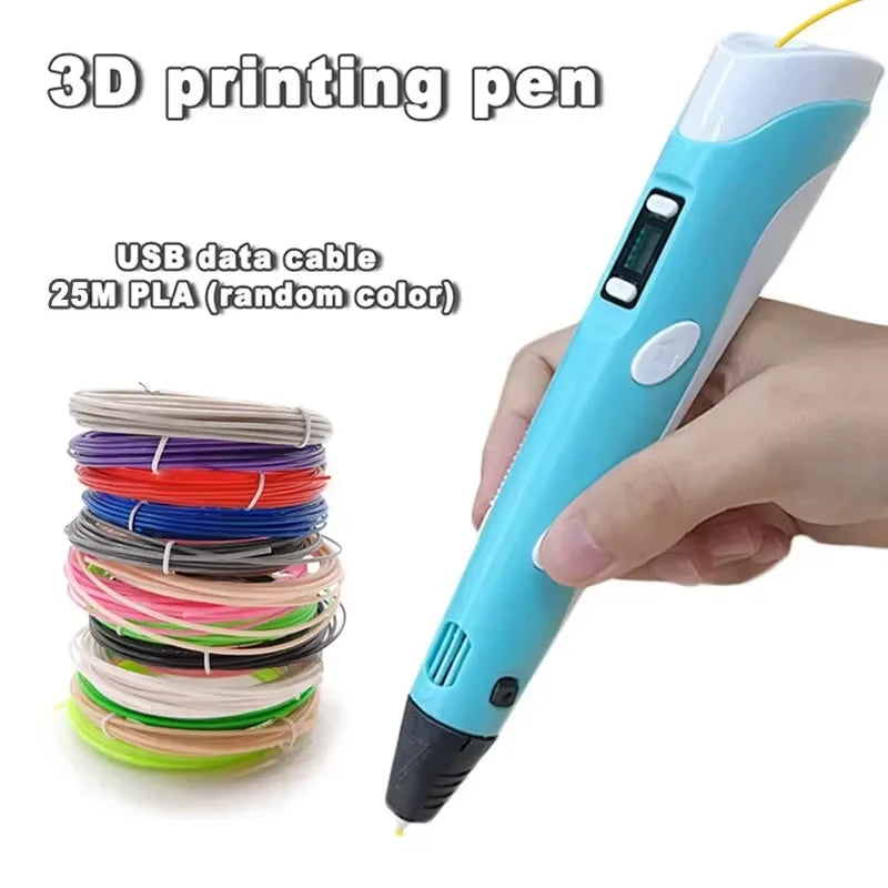 Bulbusbow Electronic 3D Printing Pen 25MPLA Long Thread Children's 3D Graffiti Drawing Tool Drawing Smart Toy DIY Christmas Birthday Gift