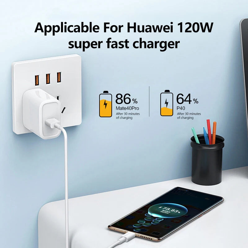 120W 10A USB Type C Super Fast Charging Cable For Huawei P40 P30 Honor Data Cord For Xiaomi Redmi 13 OnePlus POCO