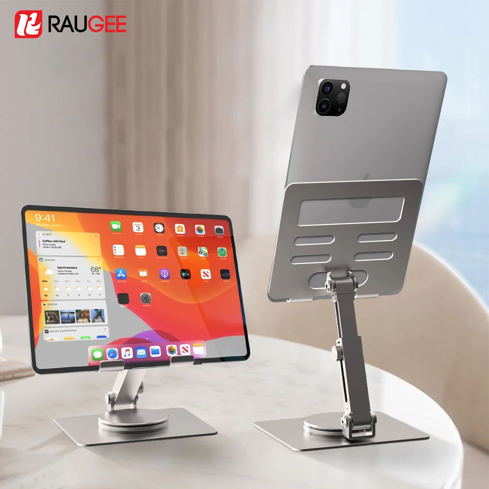 حامل لوحي لجهاز iPad Pro Air وSamsung وHuawei وXiaomi Pad حامل لوحي يدور 360 درجة قابل للطي وحامل سطح المكتب لدعم الهاتف