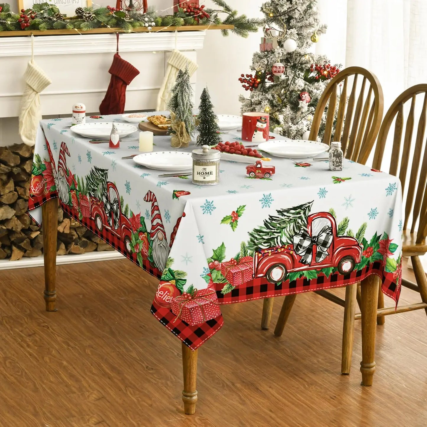 Christmas Santa Claus Red rectangle Tablecloth Holiday party decorations waterproof Tablecloth for table Xmas Party supplies