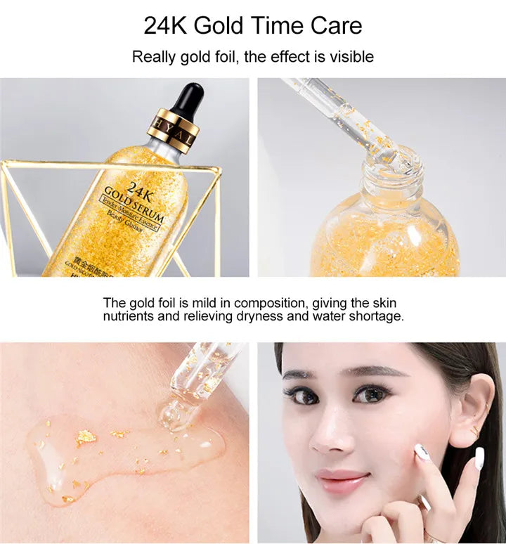 24K Gold Face Serum Hyaluronic Acid Repair Face Pores Serum Moisturizer Brightening Essence Cream Day Creams Skin Care