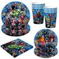 The Avengers Birthday Decorations Balloon Banner Backdrop Mask Marvel SuperHero Hulk Iron Man Kids Party Supplies Tableware Set