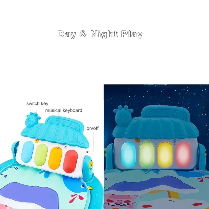 Baby Music Rack Play Mat Kids Piano Keyboard Carpet Gym Crawling Activity Baby Rug Early Educational Toy for Infant Gift