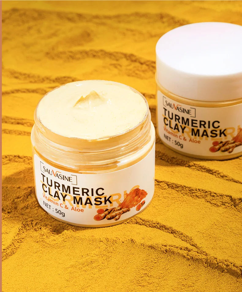 Turmeric Mud Mask Facial Purification Deep Cleansing Brightening Moisturizing Oil Control Beauty Anti-Acne Face Mask Skin Care