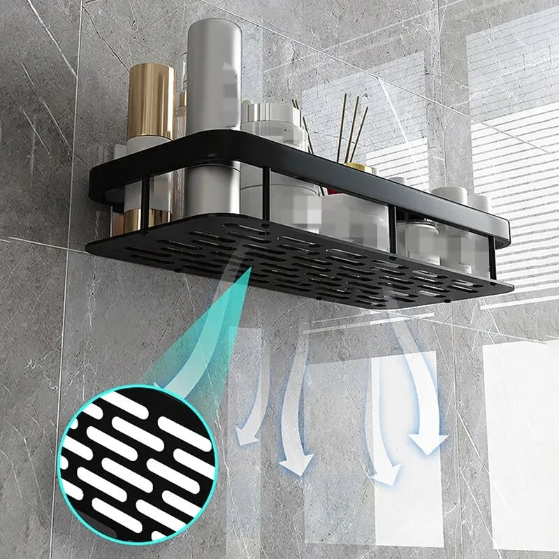 Bathroom Shelf Kitchen Storage Rack No Drill Shelves Wall Mount Corner Shelf Shower Holder For WC Organizer Bathroom Accessories