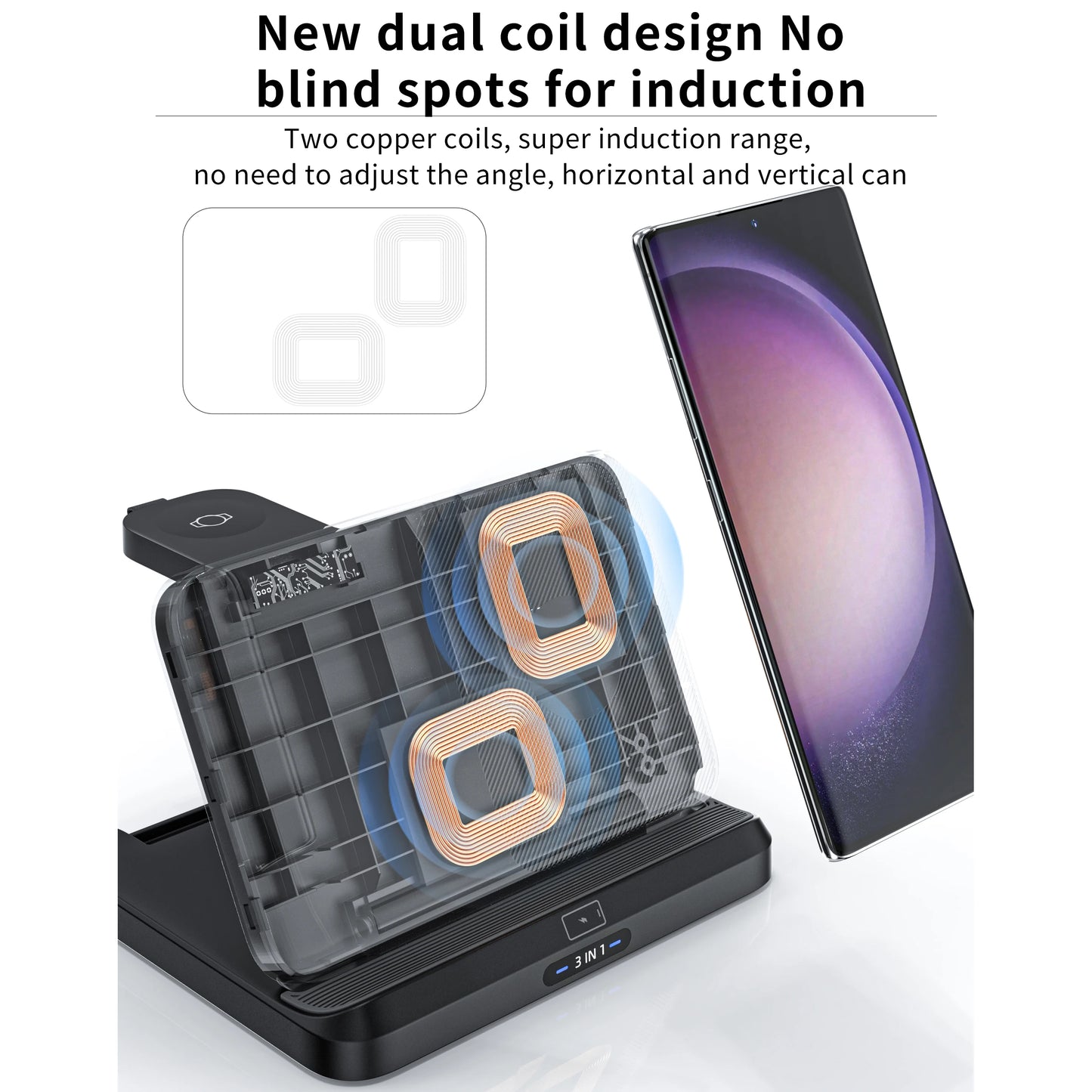 Foldable Wireless Charger Stand for Samsung Galaxy Z Fold 5 4 3 S24 S23 Ultra Fast Charging Dock Station Watch 7 6 Buds Pro