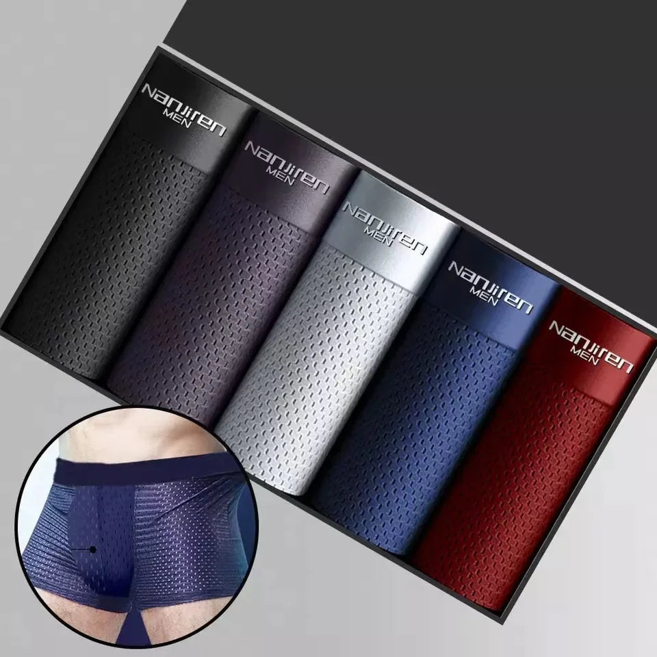 Bulbusbow Men's Mesh Boxers | 5-Pack Breathable Underwear | L-5XL Sizes