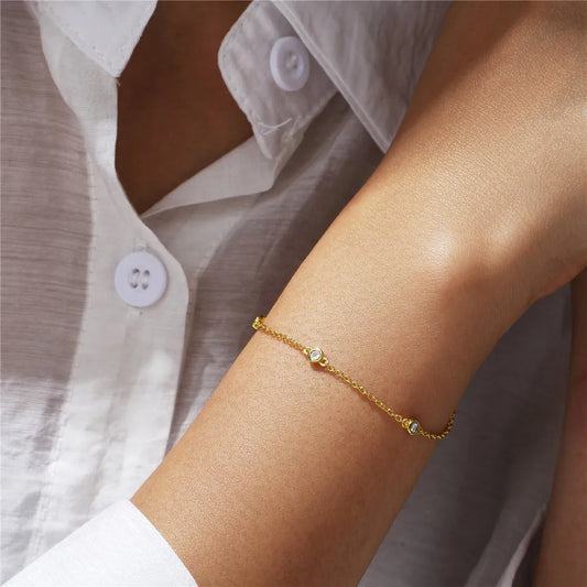 Aide 925 Sterling Silver Three Round Zircon Bracelet For Women Minimalist Charm Luxury Jewelry Adjustable Gold Chain Daily Life