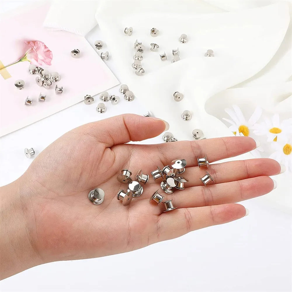 10/20Pcs Metal Locking Pin Back Locking Pin Keeper Clasp DIY Backing Brooch Lapel Safety Hold Lock Jewelry Making Accessories