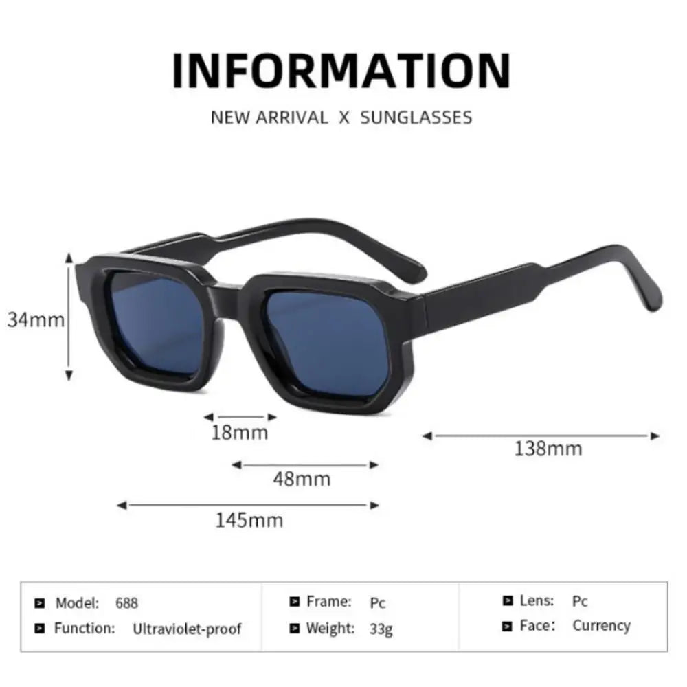 KLASSNUM Men Vintage Rectangle Frame Sunglasses Fashion Retro Sun Glasses Luxury Brand Design UV400 Shades Eyewear Women Goggles