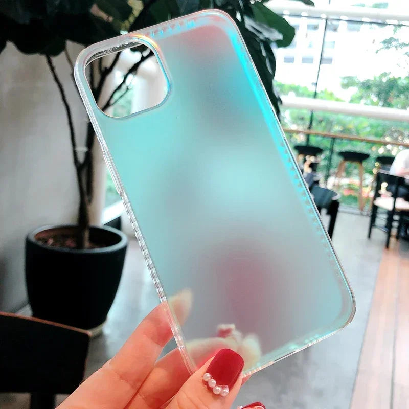 Fashion Matte Aurora Laser Gradient Phone Case For iPhone 16 Pro Max 15 14 13 12 Pro Max XS Max 16 Plus 11 Shockproof Cover