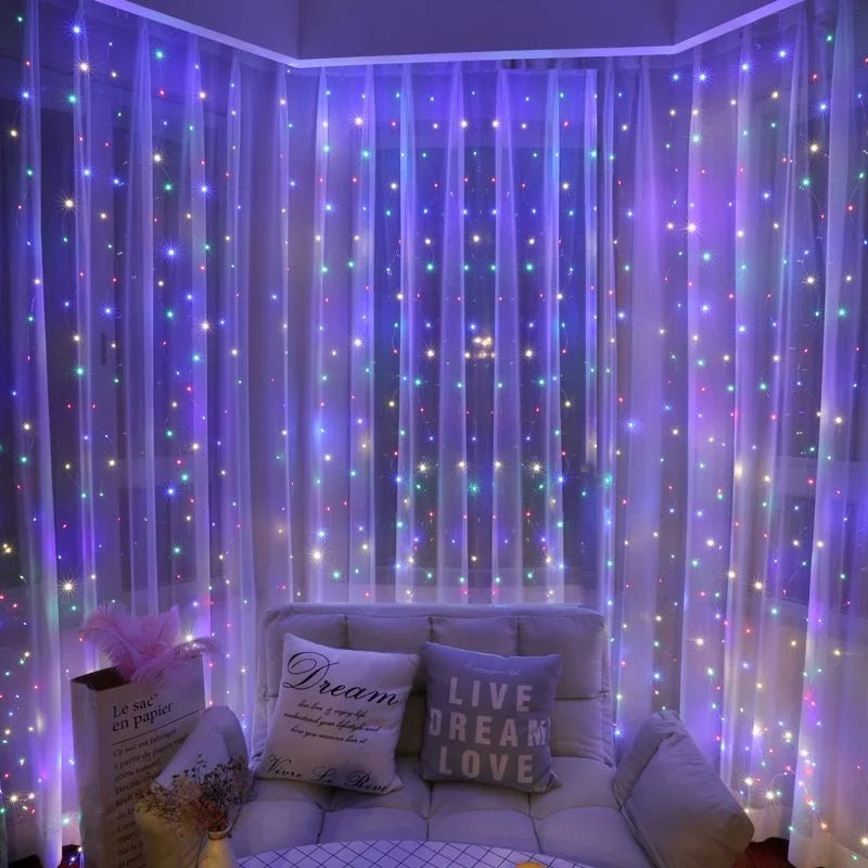 LED Curtain Lights 6m/3m USB Warm Fairy String Lights Festival Lighting Window Lamp Home Bedroom Wedding Christmas Decoration