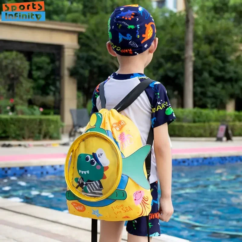 Childrens Cartoon Swimming Bag Waterproof  Kids Wet Dry Clothes with Shoes Goggles Storage Pouch Backpack Swimming Accessories