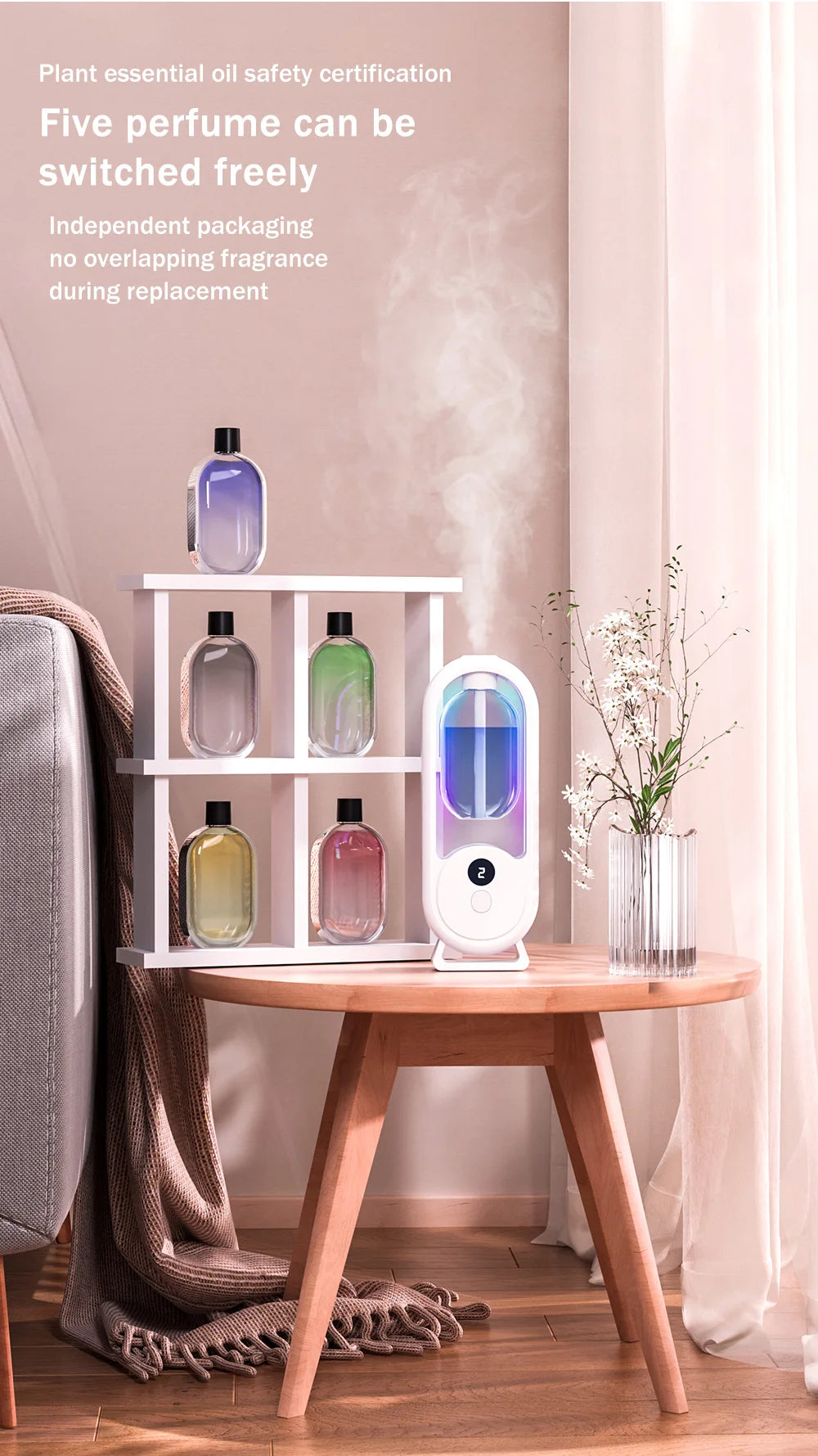 Rechargeable 5-mode aromatic diffuser essential oil aromatherapy machine timed air freshener bedroom living room bathroom