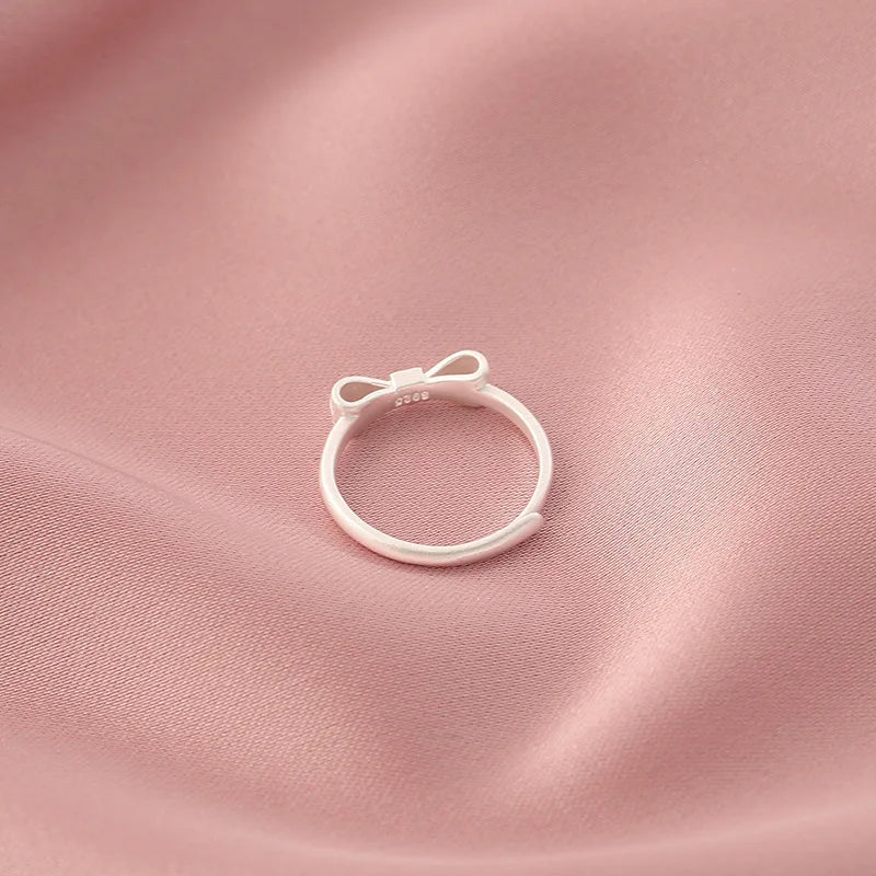 BF CLUB 925 Sterling Silver Ring For Women Jewelry String Bow Finger Open Vintage Handmade Ring Allergy For Party Birthday Gift