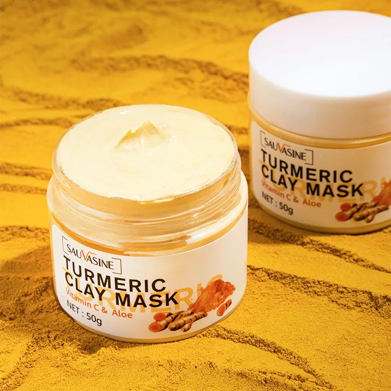 Turmeric Mud Mask Facial Purification Deep Cleansing Brightening Moisturizing Oil Control Beauty Anti-Acne Face Mask Skin Care