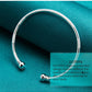 DOTEFFIL 925 Sterling Silver Double Beads Smooth Matte Cuff Bangle Bracelet For Man Woman Wedding Engagement Fashion Jewelry