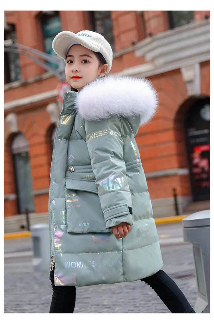 New Winter Down cotton Jacket Girls Waterproof Hooded Coat Children Outerwear Clothing Teenage 5-16Y clothes Kids Parka Snowsuit