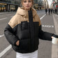 YJKDYK 2024 Winter Women's Cotton Jacket Female Contrast Hooded Thicken Warm Parkas Coats Top Women Street Fashion Jacket