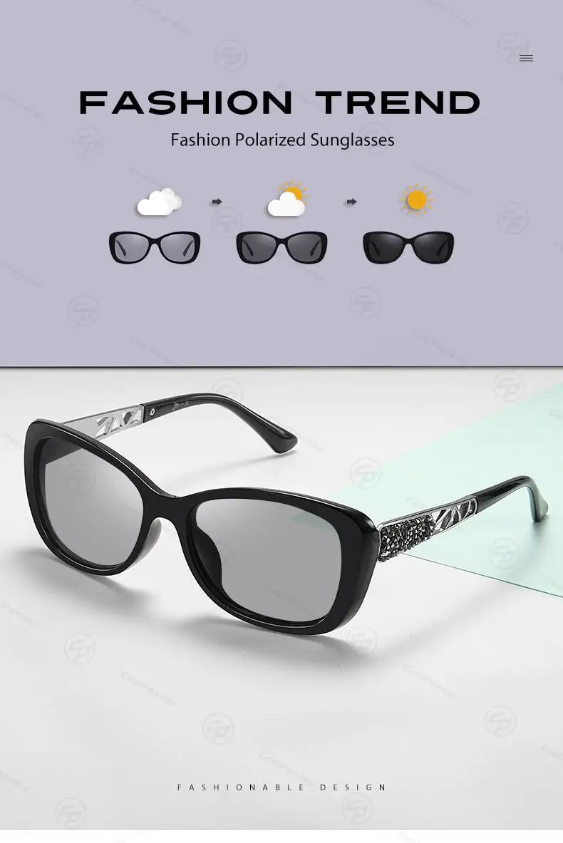 New Luxury Brand Diamond Photochromic Sunglasses Women Polarized Glasses Driving Anti-glare Sun Glasses oculos de sol feminino