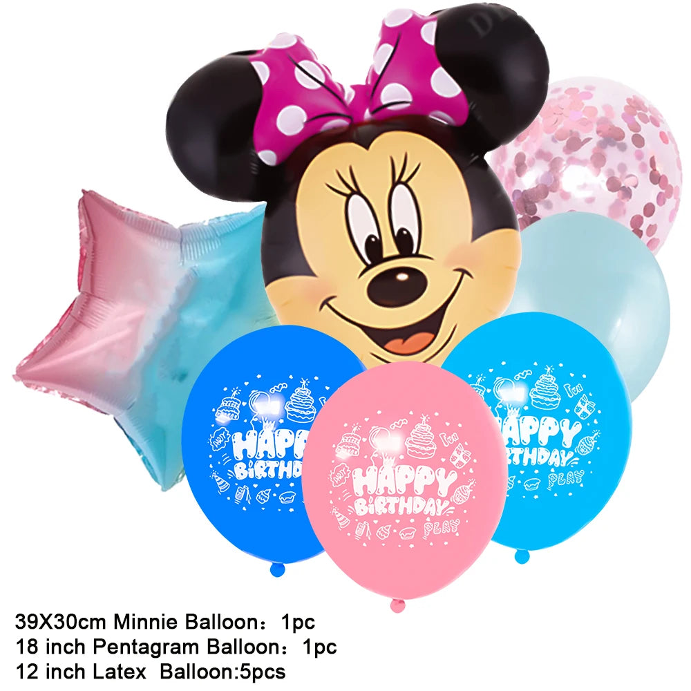 Disney Minnie Mouse Theme Birthday Party Decoration Supplies Disposable Cutlery Balloon Background Baby Shower Kid Girl Boy Gift