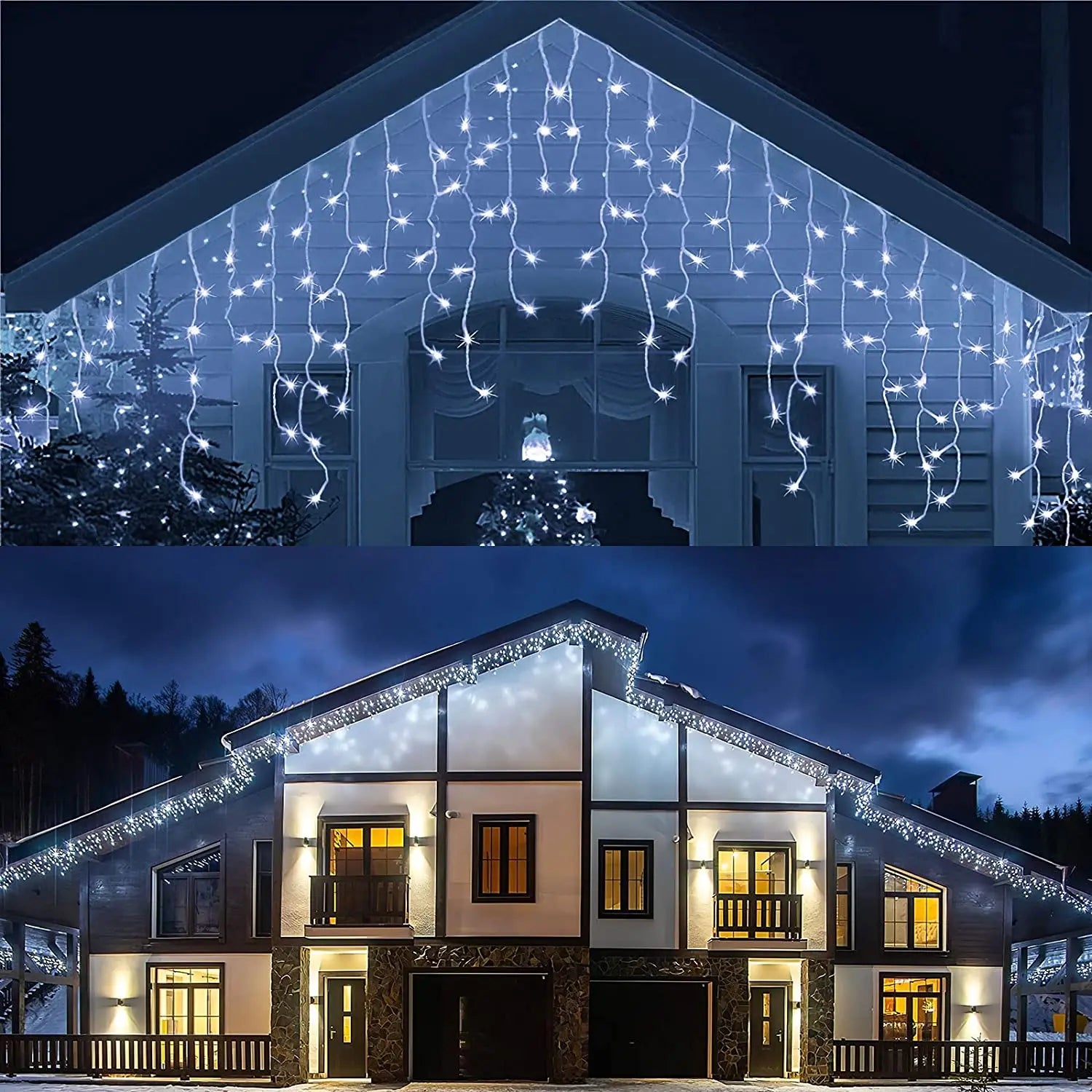 2024 Christmas Garland LED Curtain Icicle String Lights Droop 0.4-0.6m AC 220V Garden Street Outdoor Decorative Holiday Light