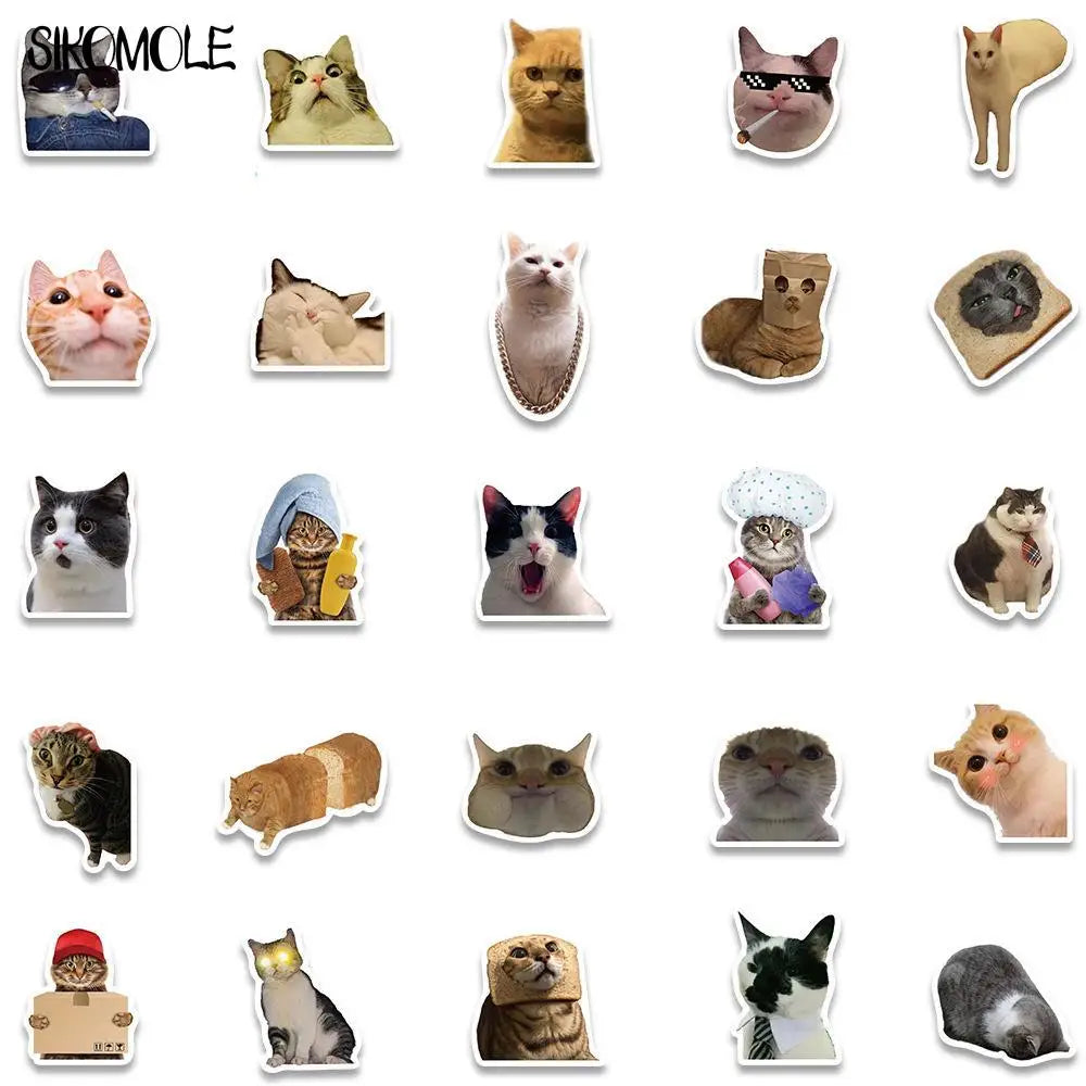 10/30/50pcs Cat MEME Funny Animals Graffiti Stickers Vintage Toy DIY Kids Phone Luggage Motorcycle Laptop Suitcase Decal Sticker