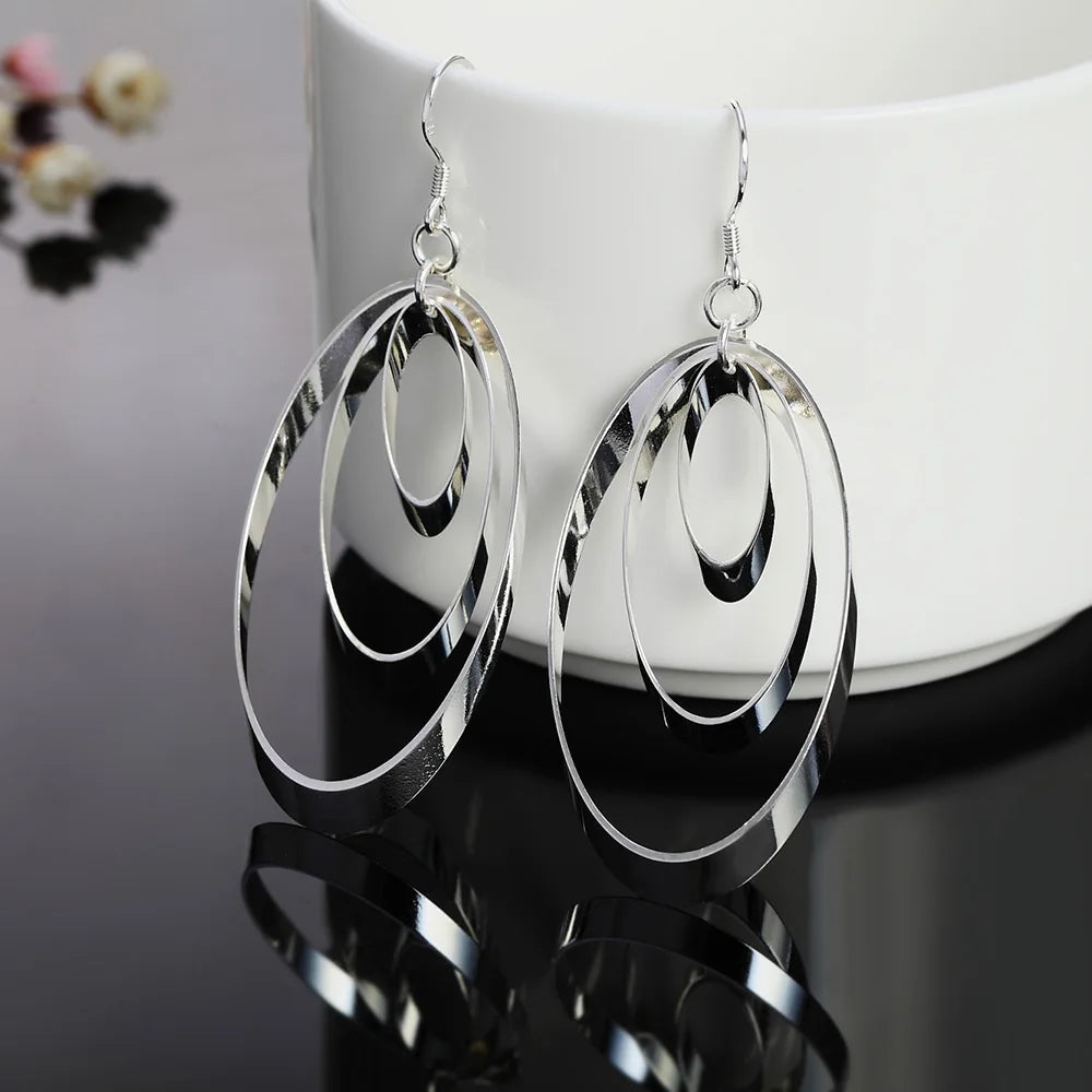 JewelryTop store 925 Sterling silver Earrings charms round for women girl wedding engagement jewelry noble beautiful fashion