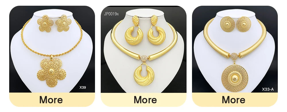 Dubai Nigeria Trending Jewelry Set For Women Luxury Design 18K Gold Plated Necklace Earrings Ring Bracelet Wedding Party Gift