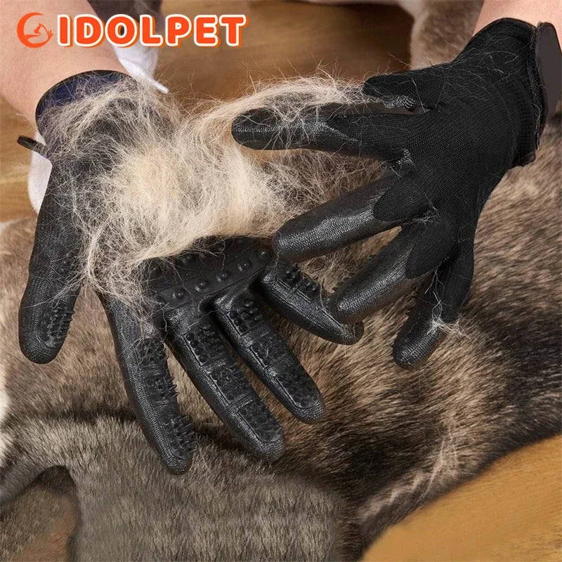 Pet Grooming Gloves Shedding Bathing Hair Remover Gloves Pet Shower Gloves Cat Dog Hair Deshedding Brush Rubber Remover Brush