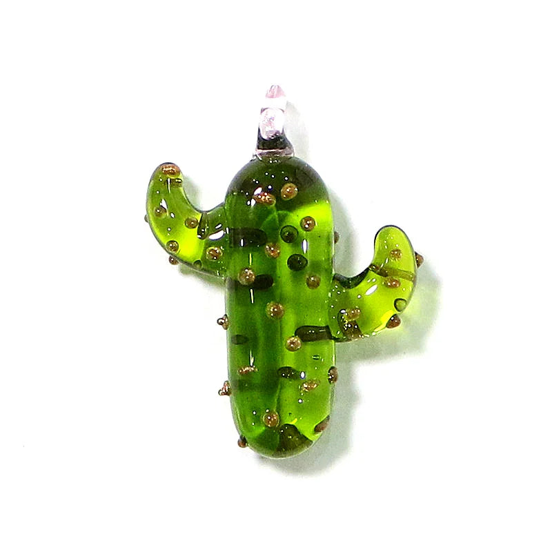 2pcs Cute Mini Glass Cactus Charms Pendants – Creative Ornaments for DIY Women’s Fashion Jewelry Making | Bulbusbow Plant-Themed Earrings & Necklace Accessories