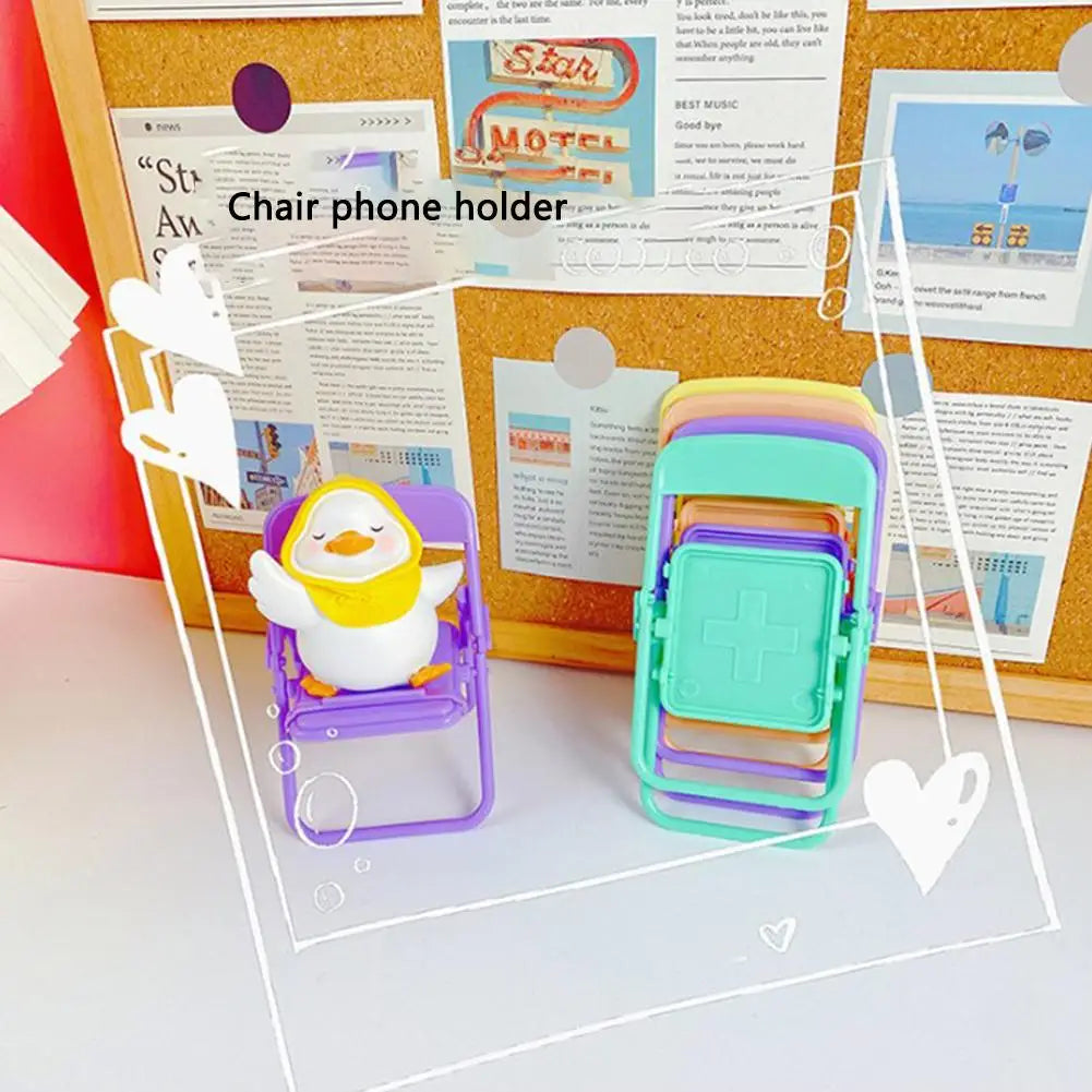 Mini Chair Shape Mobile Phone Stand Portable Cute Colorful Adjustable Folding Stool Lazy Phone Desktop Holder For Cell Phone