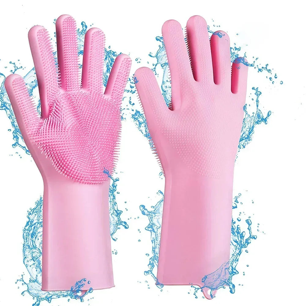 Pet Grooming Cleaning Gloves Dog Cat Bathing Shampoo Glove Scrubber Magic Dishwashing CleannerSponge Silicon Hair Removal Glove