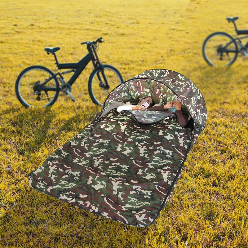 Camouflage Sleeping Bag Case Cover Waterproof Camping Fishing Bivvy Bag Sleeping Bag Protector Covers WITHOUT Liner Accessories