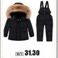 New Girls clothing Winter Warm down Cotton Jackets Children parka faux Fur Collar Coat Girl Thicken overalls Hooded kids Clothes